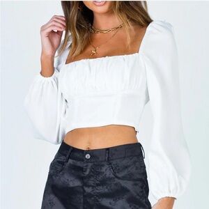 Princess Polly White Long Sleeve Blouse